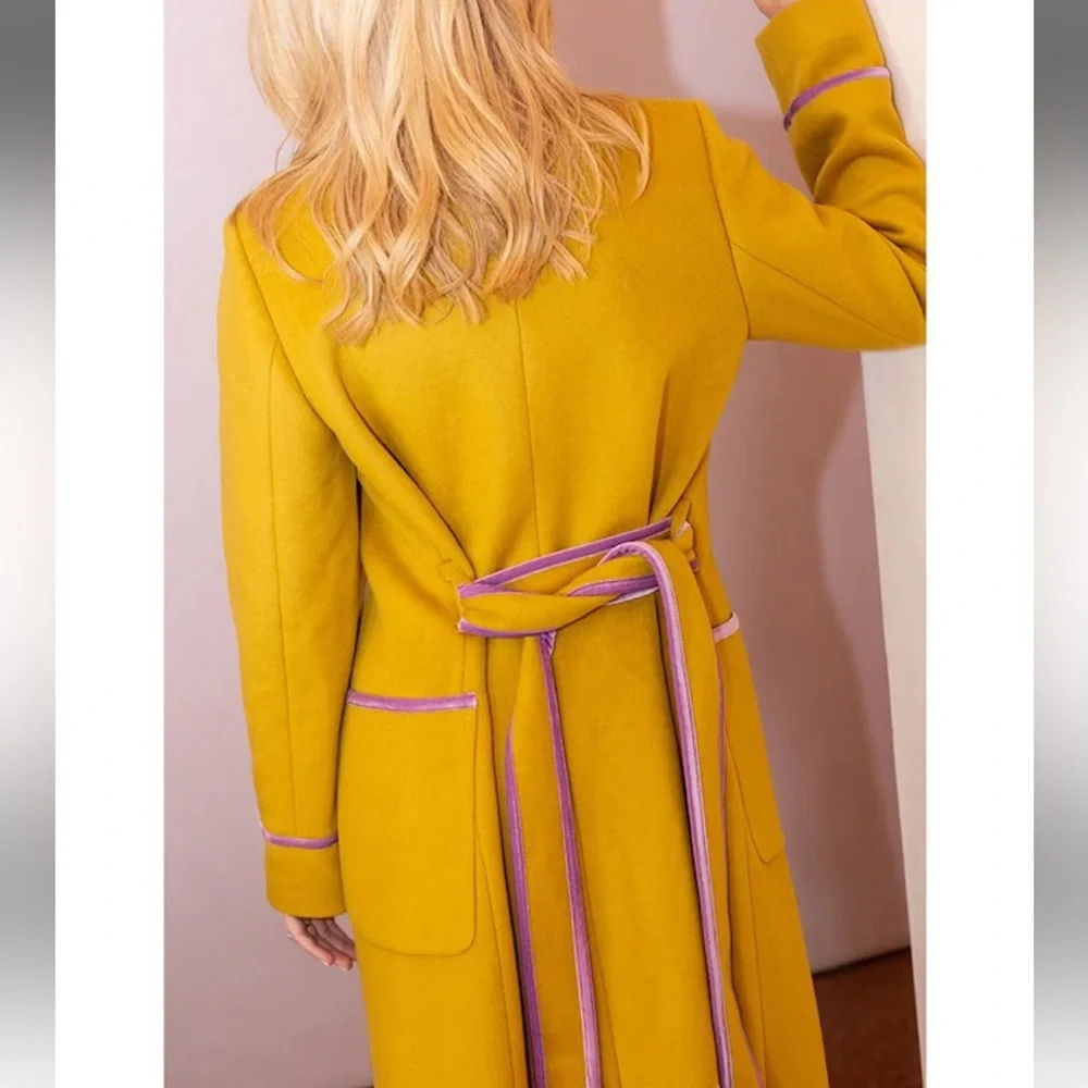 NWT Antonio Melani x The Nat Note Wool Blend Notch Lapel Trench Coat Size 2 - Picture 3 of 8